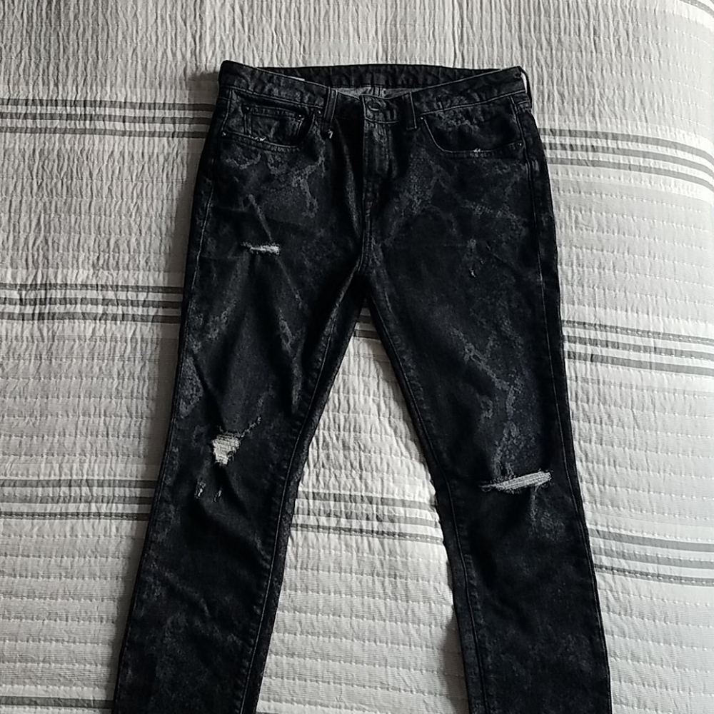 R13 JEANS ALISON SKINNY CALLEN SNAKE PRINT W/ RIP